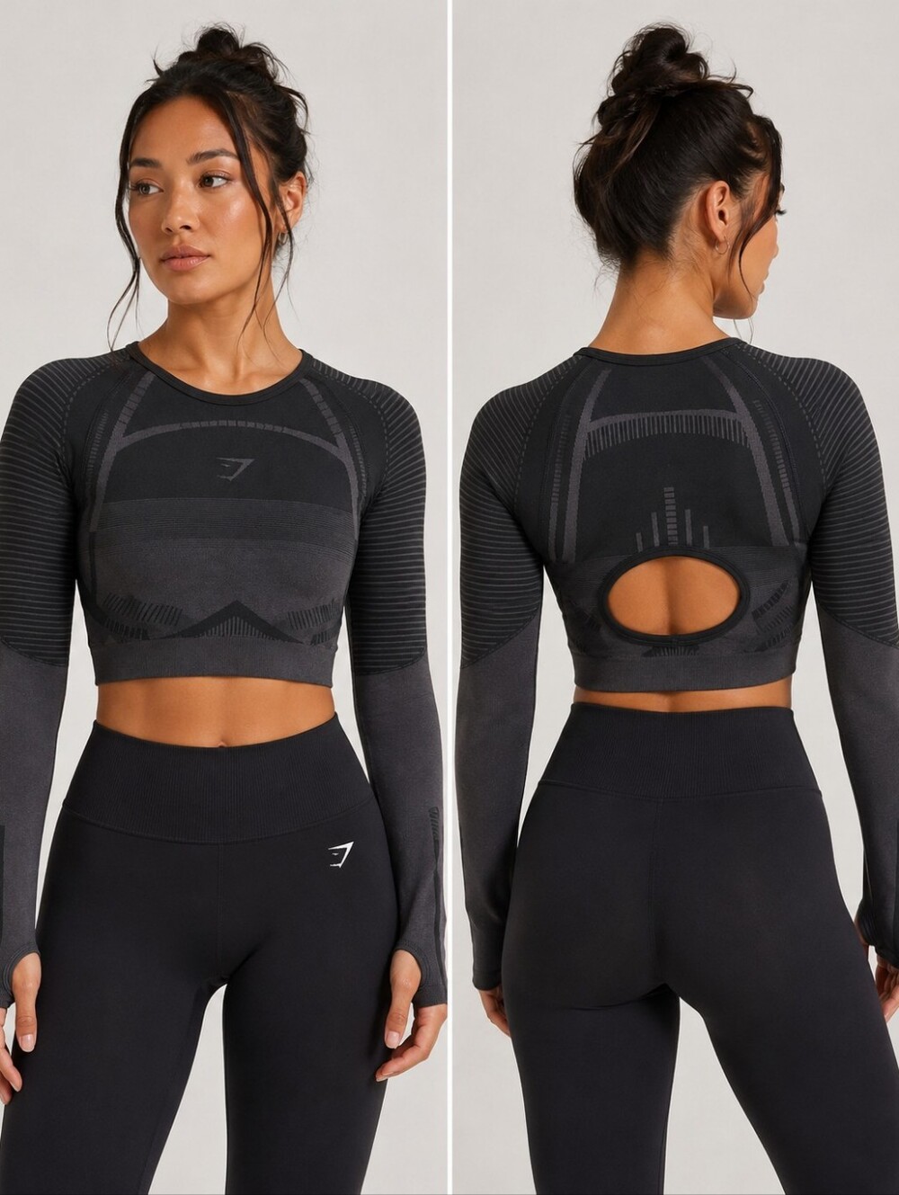 Gymshark Cropped Long Sleeve With Thumbholes - size S